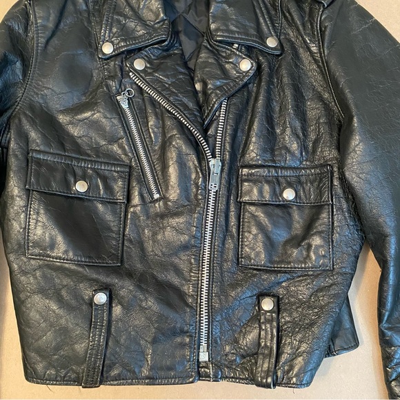 AMF Harley Davidson 70s Black leather cropped biker jacket - Picture 3 of 7